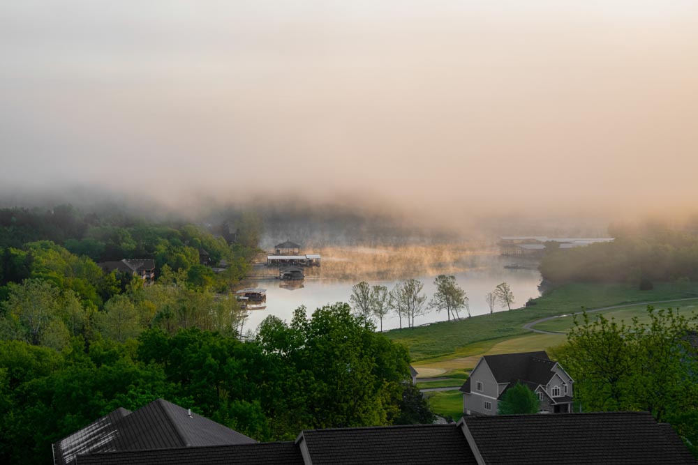 Lake with morning mist